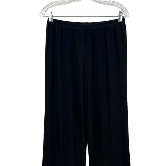 R&M Collection Womens Pants Wide Leg Pull On Elastic Waist Slinky Black‎ Size S - Picture 2 of 5